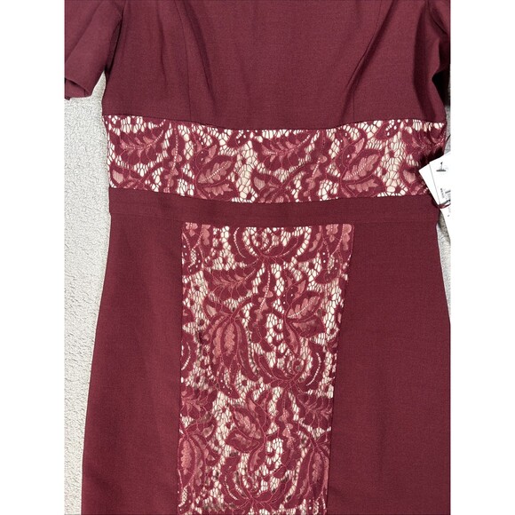 NWT Maggy London Cocktail‎ Dress Women’s Size 8 Wine Lace Romantic Holiday Sexy - Picture 9 of 16
